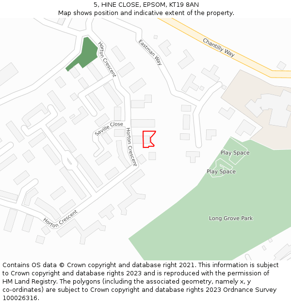 5, HINE CLOSE, EPSOM, KT19 8AN: Location map and indicative extent of plot