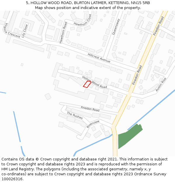 5, HOLLOW WOOD ROAD, BURTON LATIMER, KETTERING, NN15 5RB: Location map and indicative extent of plot