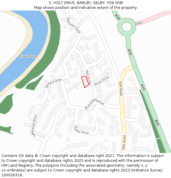 5, HOLT DRIVE, BARLBY, SELBY, YO8 5NB: Location map and indicative extent of plot