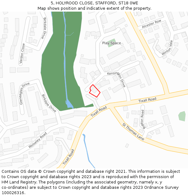 5, HOLYROOD CLOSE, STAFFORD, ST18 0WE: Location map and indicative extent of plot