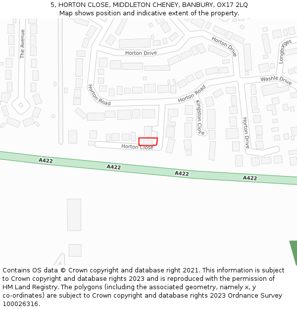 5, HORTON CLOSE, MIDDLETON CHENEY, BANBURY, OX17 2LQ: Location map and indicative extent of plot