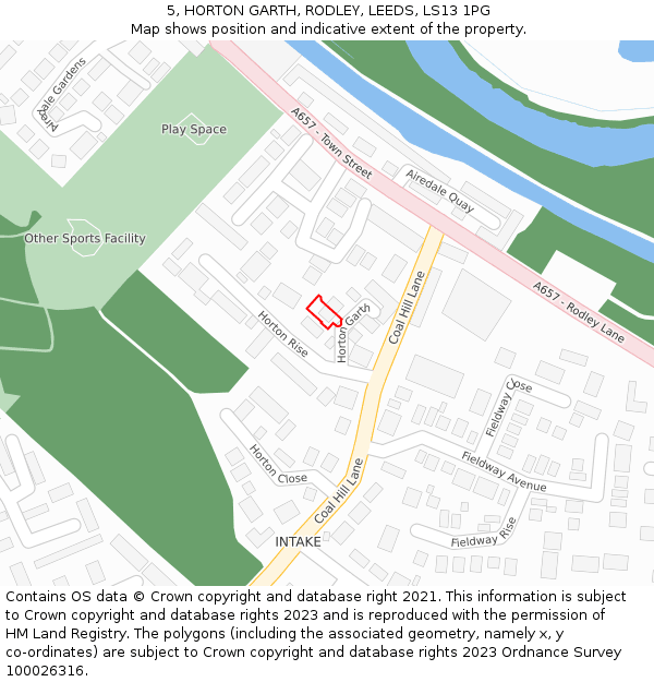 5, HORTON GARTH, RODLEY, LEEDS, LS13 1PG: Location map and indicative extent of plot