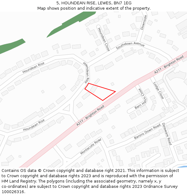 5, HOUNDEAN RISE, LEWES, BN7 1EG: Location map and indicative extent of plot