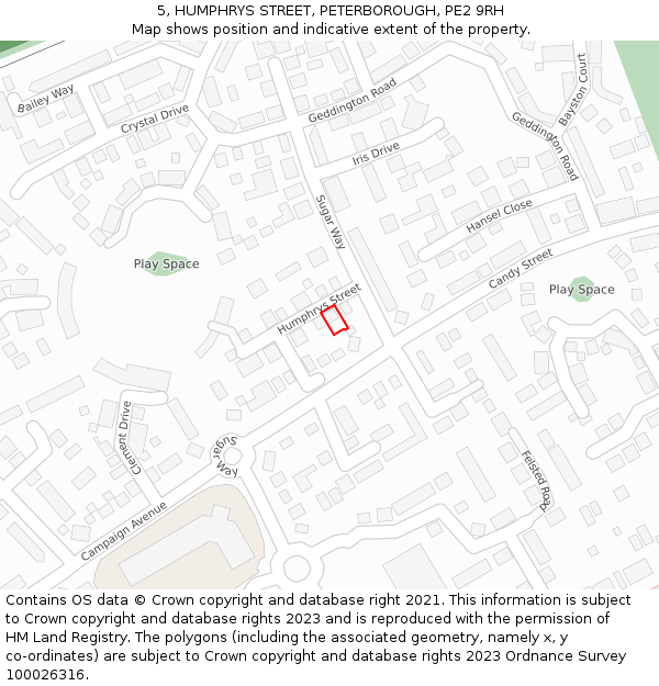 5, HUMPHRYS STREET, PETERBOROUGH, PE2 9RH: Location map and indicative extent of plot