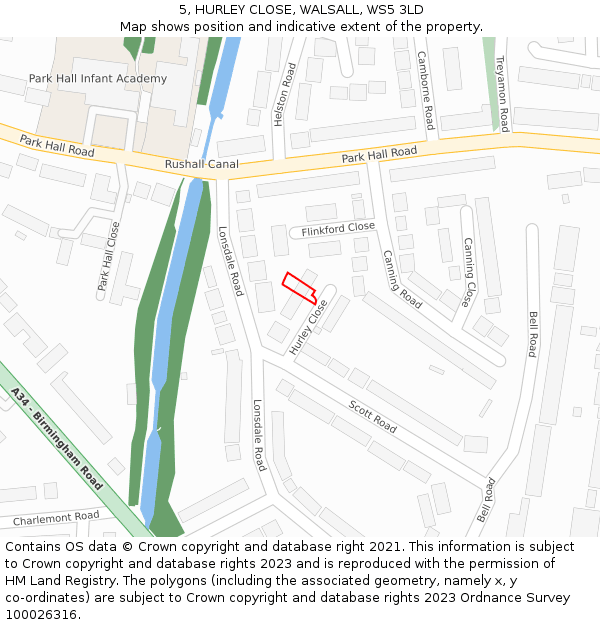 5, HURLEY CLOSE, WALSALL, WS5 3LD: Location map and indicative extent of plot