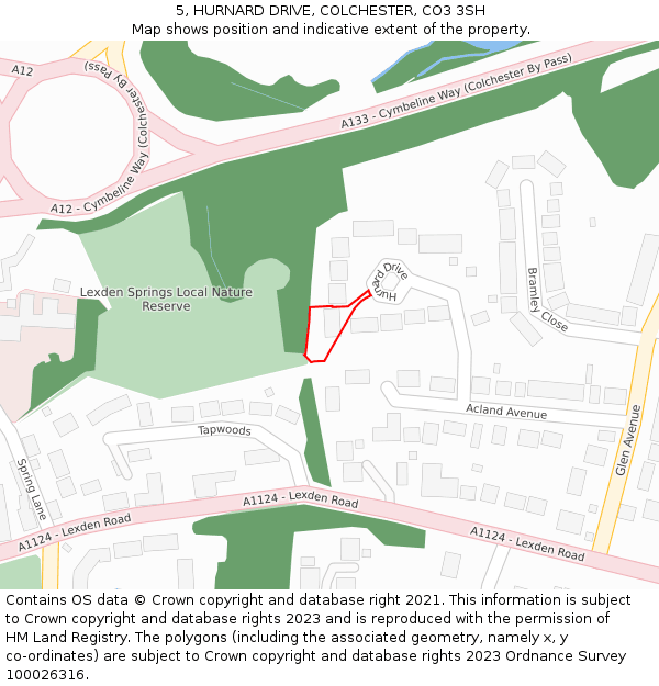5, HURNARD DRIVE, COLCHESTER, CO3 3SH: Location map and indicative extent of plot