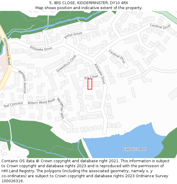 5, IBIS CLOSE, KIDDERMINSTER, DY10 4RX: Location map and indicative extent of plot