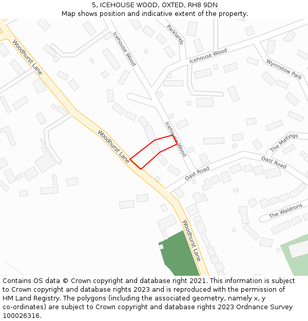 5, ICEHOUSE WOOD, OXTED, RH8 9DN: Location map and indicative extent of plot