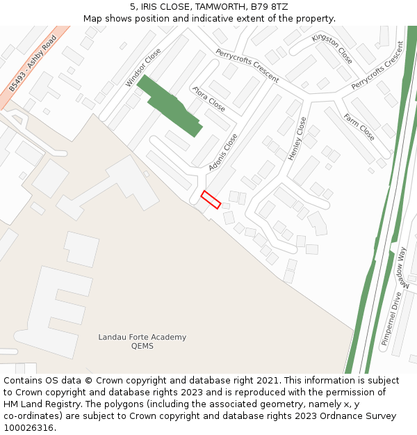 5, IRIS CLOSE, TAMWORTH, B79 8TZ: Location map and indicative extent of plot