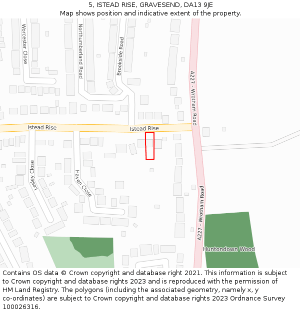 5, ISTEAD RISE, GRAVESEND, DA13 9JE: Location map and indicative extent of plot