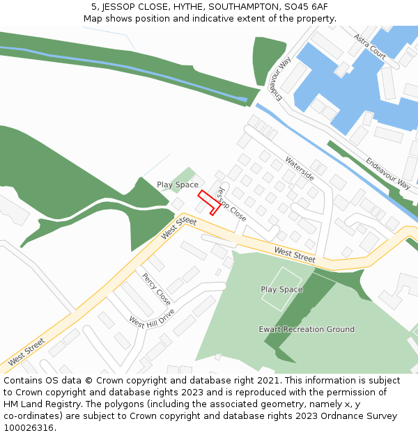 5, JESSOP CLOSE, HYTHE, SOUTHAMPTON, SO45 6AF: Location map and indicative extent of plot