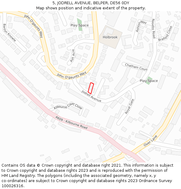5, JODRELL AVENUE, BELPER, DE56 0DY: Location map and indicative extent of plot