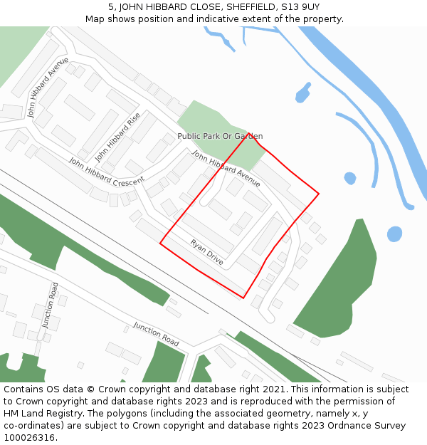 5, JOHN HIBBARD CLOSE, SHEFFIELD, S13 9UY: Location map and indicative extent of plot