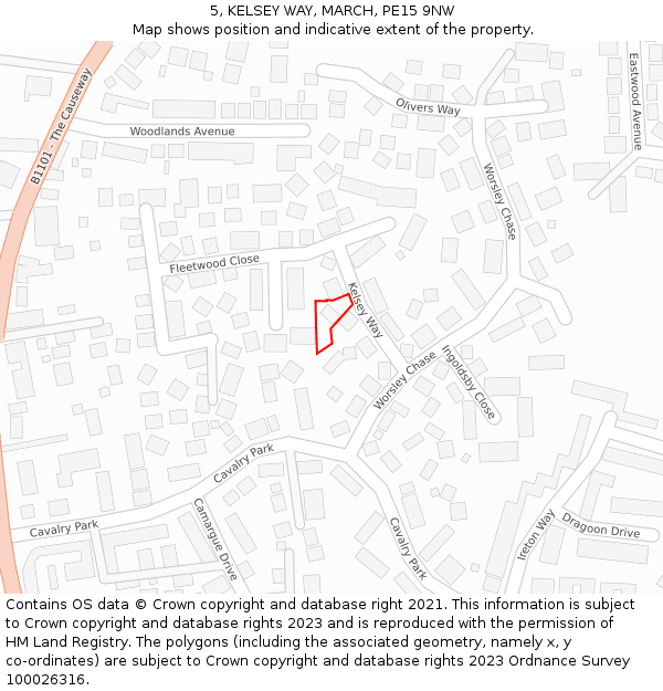 5, KELSEY WAY, MARCH, PE15 9NW: Location map and indicative extent of plot