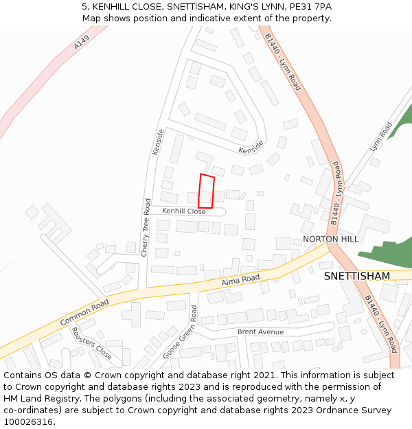 5, KENHILL CLOSE, SNETTISHAM, KING'S LYNN, PE31 7PA: Location map and indicative extent of plot