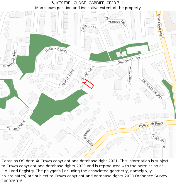 5, KESTREL CLOSE, CARDIFF, CF23 7HH: Location map and indicative extent of plot