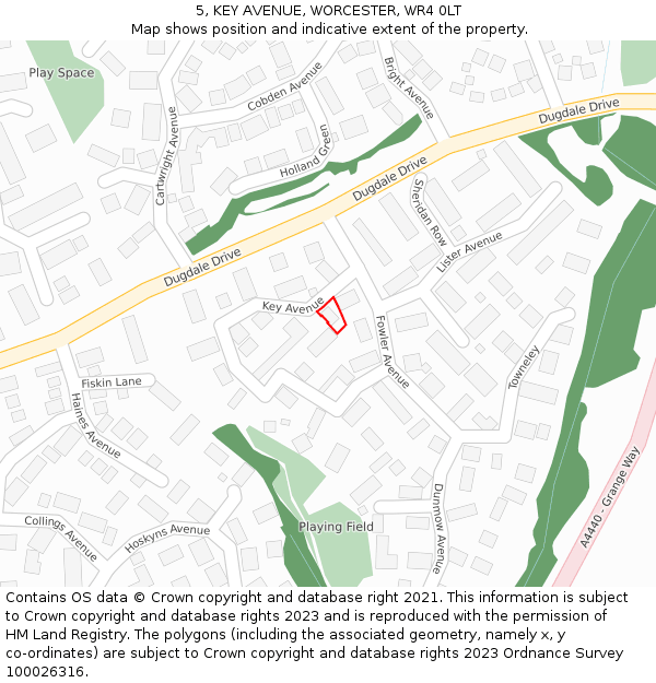 5, KEY AVENUE, WORCESTER, WR4 0LT: Location map and indicative extent of plot
