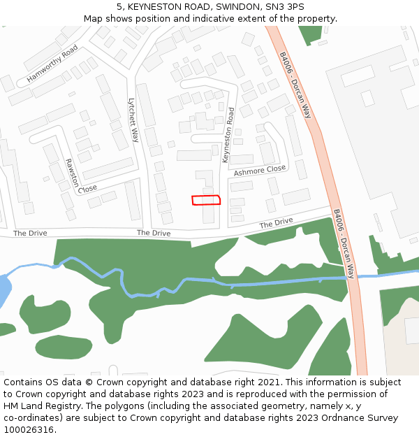 5, KEYNESTON ROAD, SWINDON, SN3 3PS: Location map and indicative extent of plot