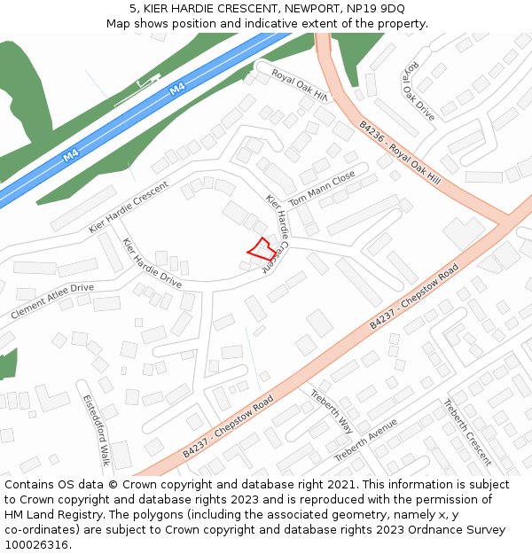 5, KIER HARDIE CRESCENT, NEWPORT, NP19 9DQ: Location map and indicative extent of plot