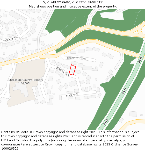 5, KILVELGY PARK, KILGETTY, SA68 0TZ: Location map and indicative extent of plot