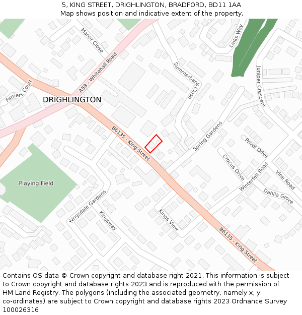 5, KING STREET, DRIGHLINGTON, BRADFORD, BD11 1AA: Location map and indicative extent of plot