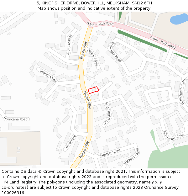 5, KINGFISHER DRIVE, BOWERHILL, MELKSHAM, SN12 6FH: Location map and indicative extent of plot
