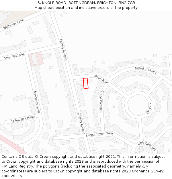5, KNOLE ROAD, ROTTINGDEAN, BRIGHTON, BN2 7GR: Location map and indicative extent of plot