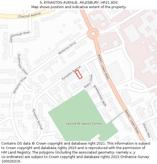 5, KYNASTON AVENUE, AYLESBURY, HP21 9DS: Location map and indicative extent of plot