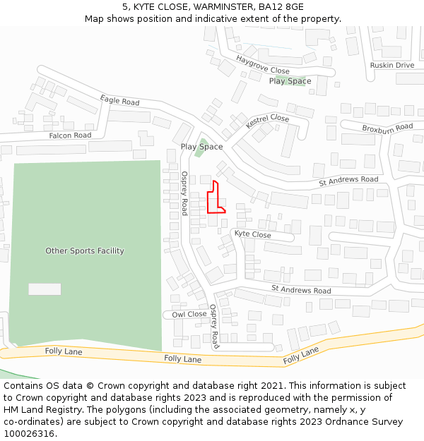 5, KYTE CLOSE, WARMINSTER, BA12 8GE: Location map and indicative extent of plot