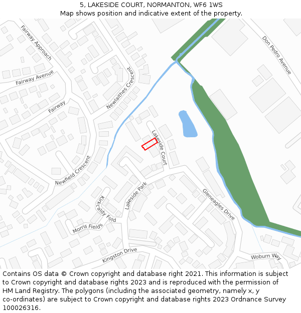 5, LAKESIDE COURT, NORMANTON, WF6 1WS: Location map and indicative extent of plot
