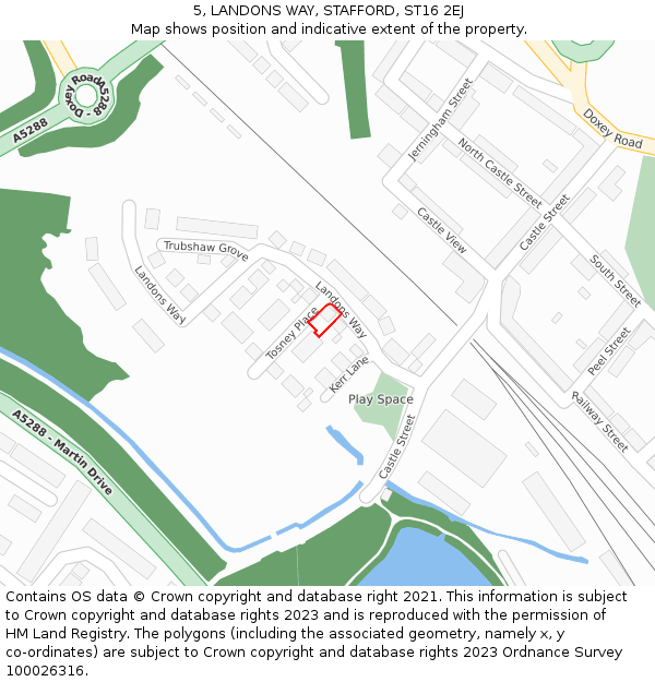 5, LANDONS WAY, STAFFORD, ST16 2EJ: Location map and indicative extent of plot