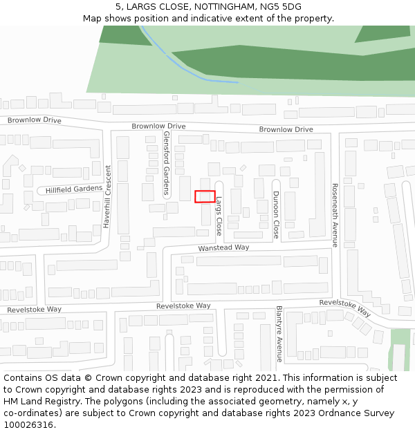5, LARGS CLOSE, NOTTINGHAM, NG5 5DG: Location map and indicative extent of plot