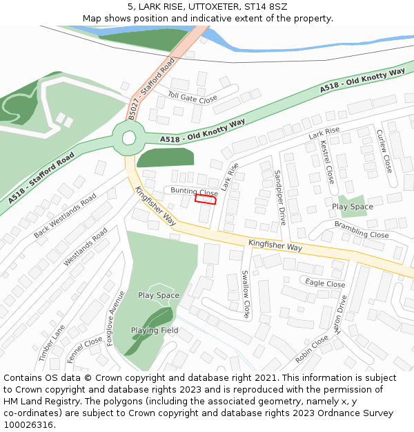 5, LARK RISE, UTTOXETER, ST14 8SZ: Location map and indicative extent of plot