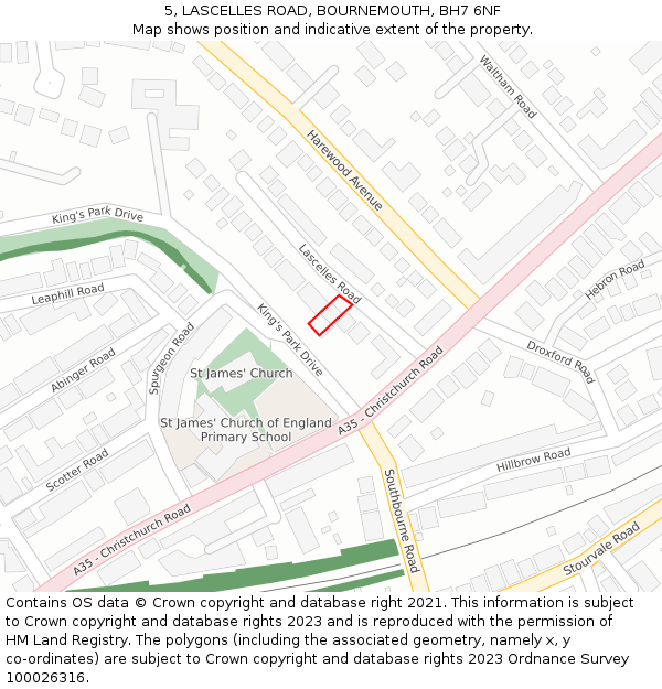 5, LASCELLES ROAD, BOURNEMOUTH, BH7 6NF: Location map and indicative extent of plot
