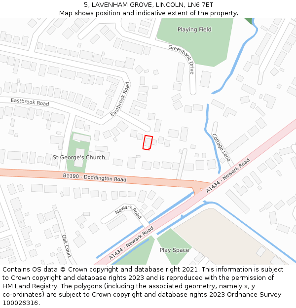 5, LAVENHAM GROVE, LINCOLN, LN6 7ET: Location map and indicative extent of plot