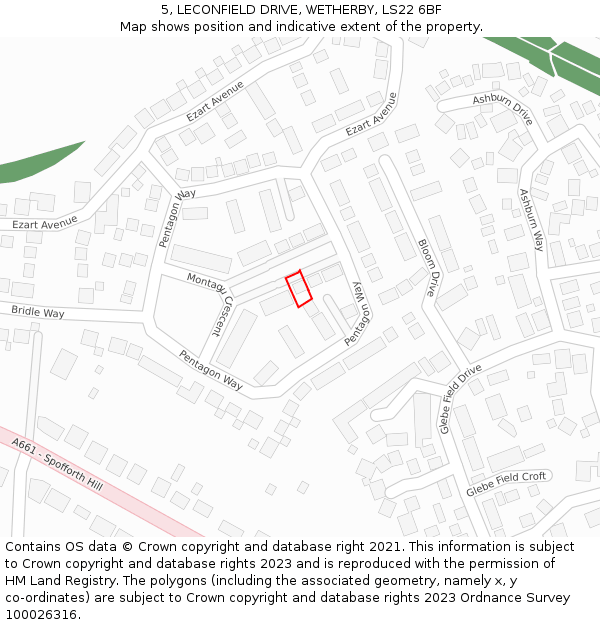 5, LECONFIELD DRIVE, WETHERBY, LS22 6BF: Location map and indicative extent of plot