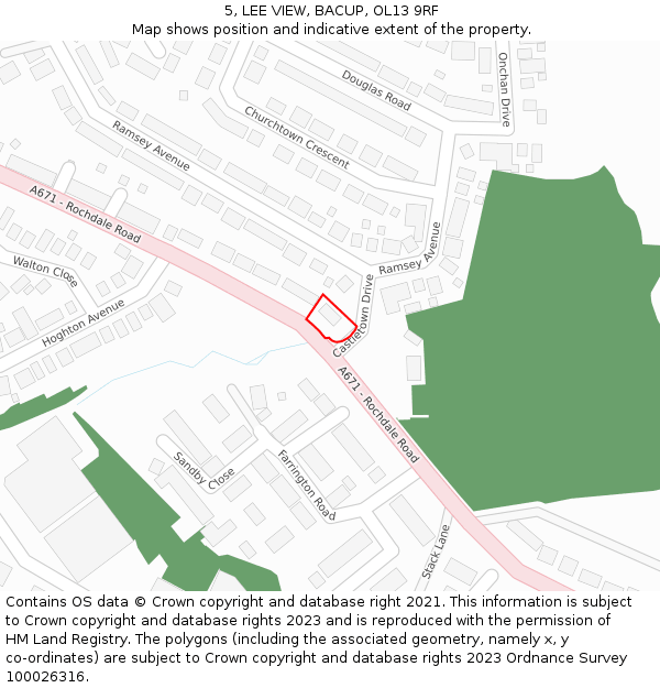 5, LEE VIEW, BACUP, OL13 9RF: Location map and indicative extent of plot
