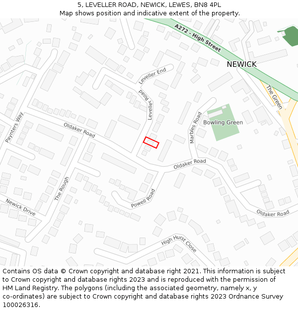5, LEVELLER ROAD, NEWICK, LEWES, BN8 4PL: Location map and indicative extent of plot