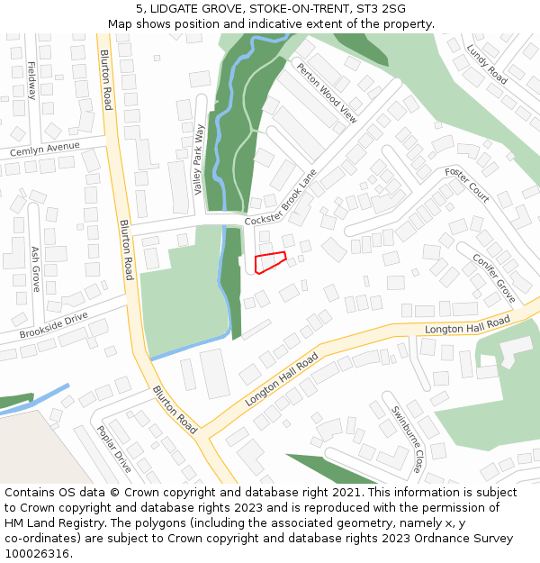5, LIDGATE GROVE, STOKE-ON-TRENT, ST3 2SG: Location map and indicative extent of plot
