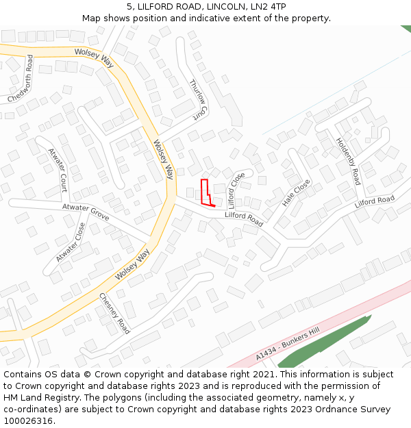 5, LILFORD ROAD, LINCOLN, LN2 4TP: Location map and indicative extent of plot