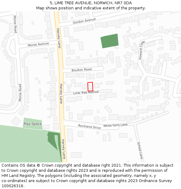 5, LIME TREE AVENUE, NORWICH, NR7 0DA: Location map and indicative extent of plot