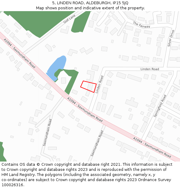 5, LINDEN ROAD, ALDEBURGH, IP15 5JQ: Location map and indicative extent of plot