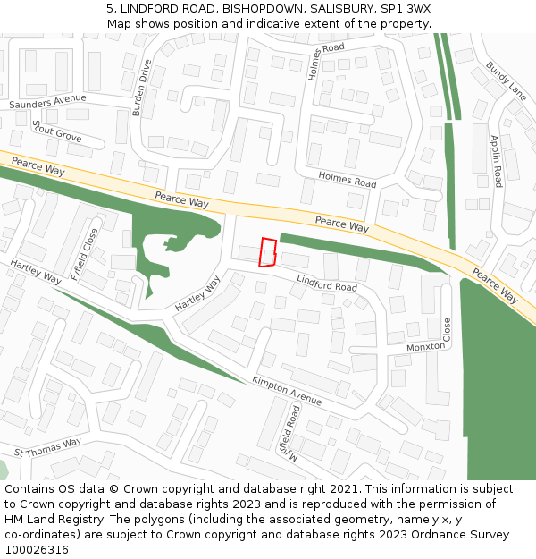 5, LINDFORD ROAD, BISHOPDOWN, SALISBURY, SP1 3WX: Location map and indicative extent of plot