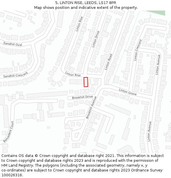 5, LINTON RISE, LEEDS, LS17 8PR: Location map and indicative extent of plot