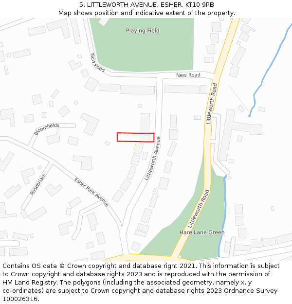 5, LITTLEWORTH AVENUE, ESHER, KT10 9PB: Location map and indicative extent of plot