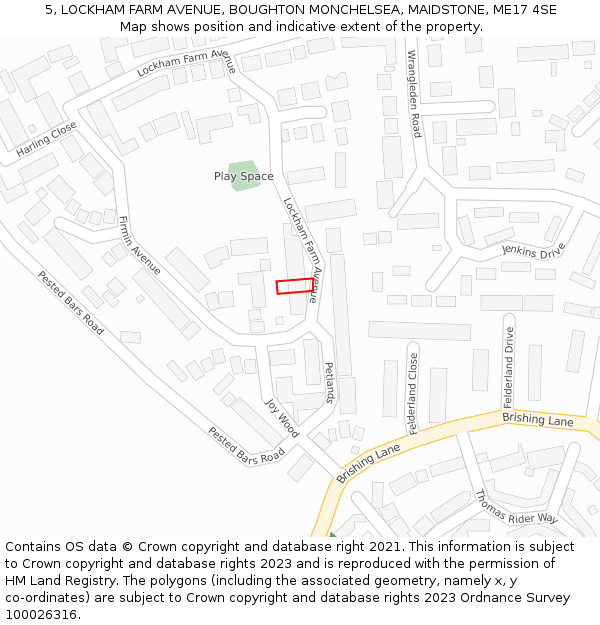 5, LOCKHAM FARM AVENUE, BOUGHTON MONCHELSEA, MAIDSTONE, ME17 4SE: Location map and indicative extent of plot
