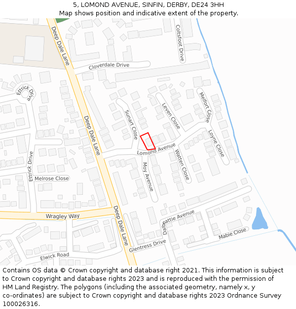 5, LOMOND AVENUE, SINFIN, DERBY, DE24 3HH: Location map and indicative extent of plot