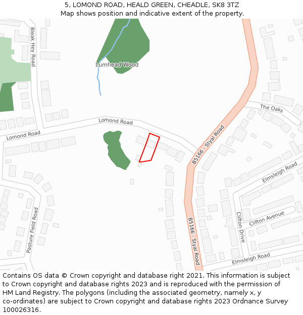 5, LOMOND ROAD, HEALD GREEN, CHEADLE, SK8 3TZ: Location map and indicative extent of plot