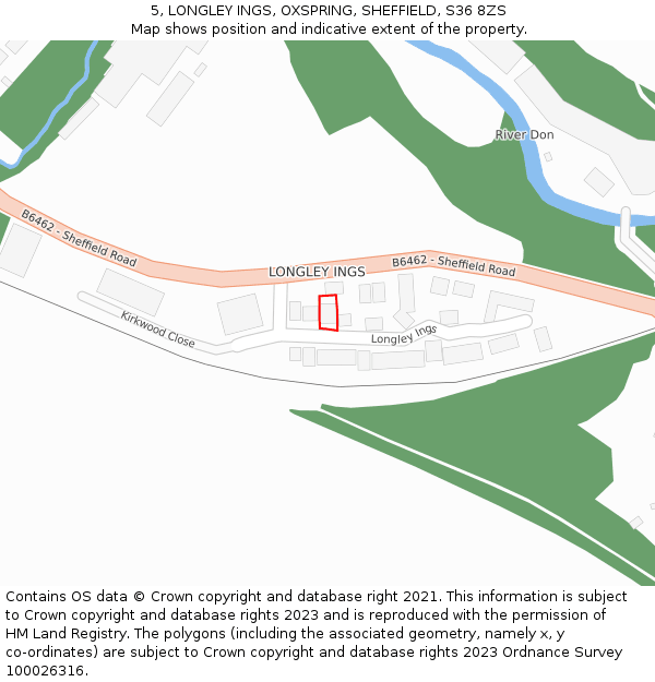 5, LONGLEY INGS, OXSPRING, SHEFFIELD, S36 8ZS: Location map and indicative extent of plot