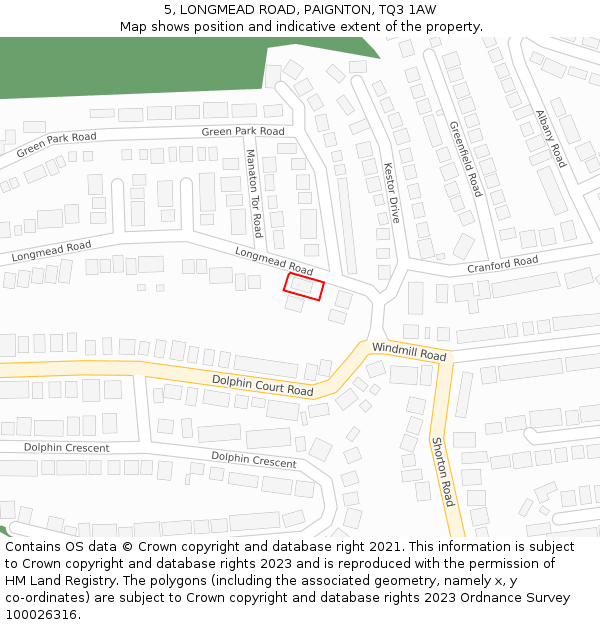 5, LONGMEAD ROAD, PAIGNTON, TQ3 1AW: Location map and indicative extent of plot